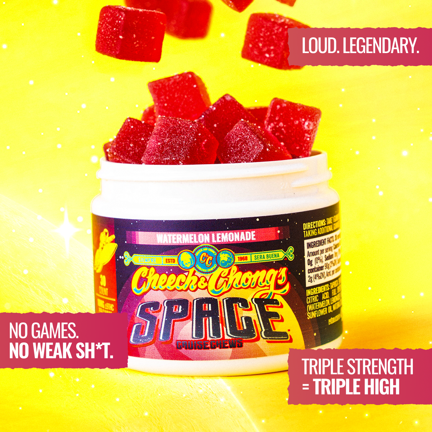 Blast Off With Cheech & Chong’s Triple-Strength Watermelon Lemonade Space Chews (Limited Time Only)