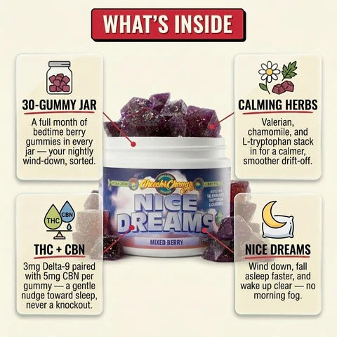 Nice Dreams THC + CBN Gummies - Mixed Berry (90 mg THC + 150 mg CBN)