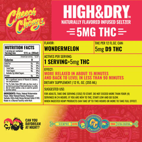 High & Dry Delta-9 THC Seltzer - Wondermelon (6-pack, 30 mg)