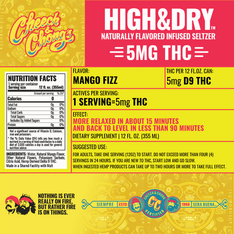 High & Dry Delta-9 THC Seltzer - Mango Fizz (4-pack, 20 mg)