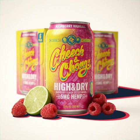 High & Dry Delta-9 THC Seltzer - Raspberry Highball (4-pack, 20 mg)