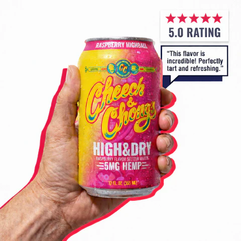 High & Dry Delta-9 THC Seltzer - Raspberry Highball (4-pack, 20 mg)